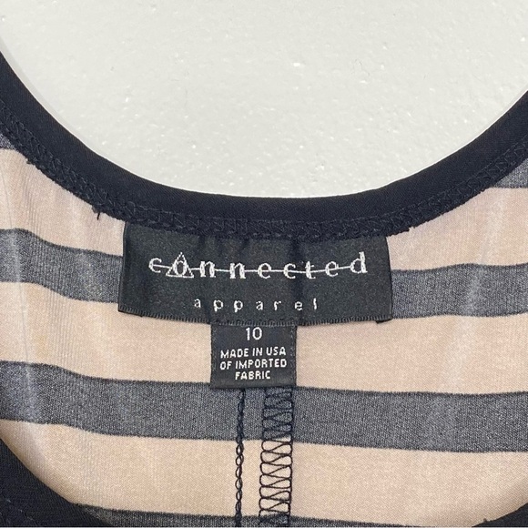 Connected Apparel Sleeveless Tank Maxi Dress Black Tan Striped Size 10 - Picture 6 of 8